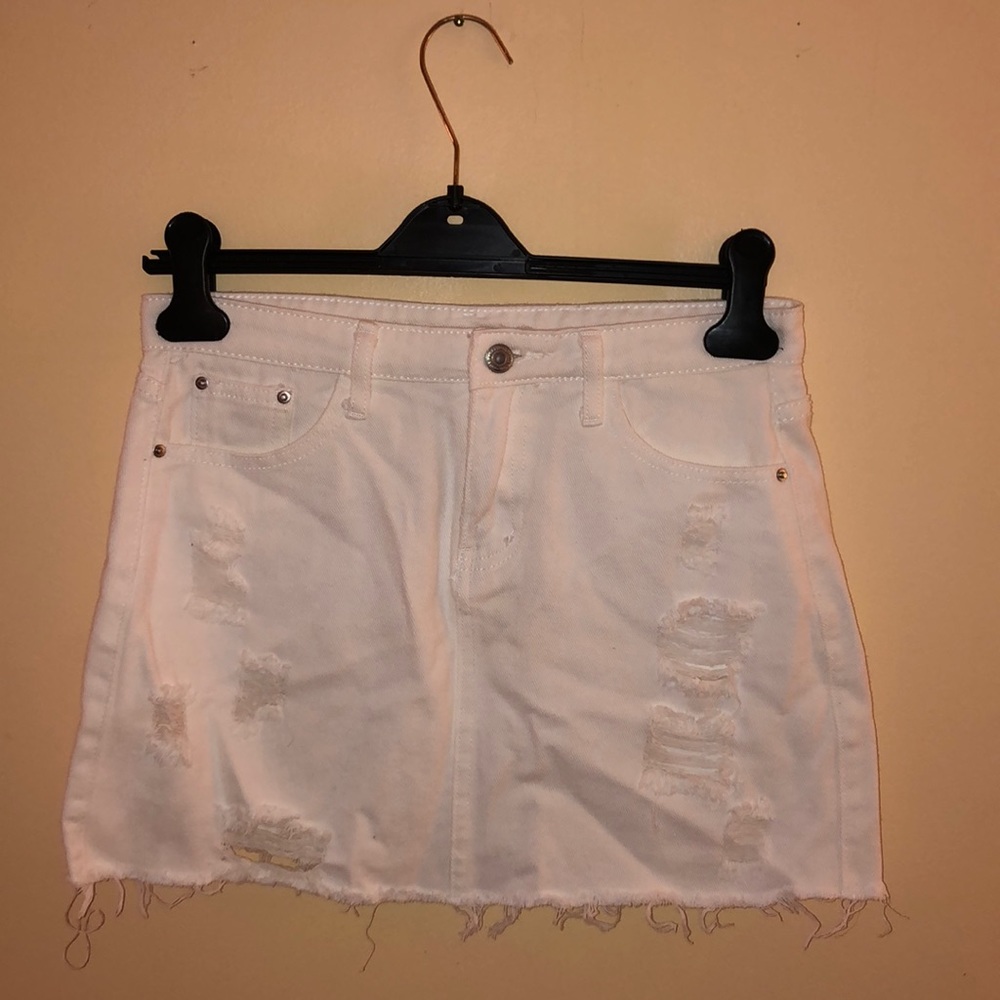 White Denim Mini Skirt